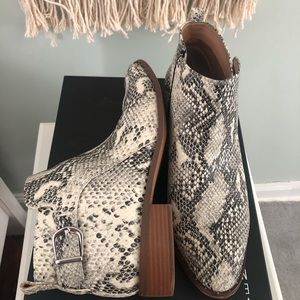 Snakeskin booties